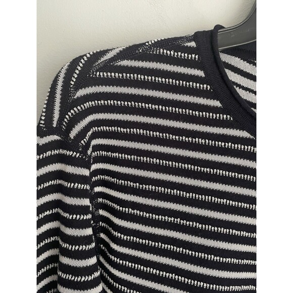 Armani Collezioni Italy Striped Navy White Top Women's L Long Sleeve Pullover - Picture 8 of 16